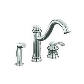 KOHLER K-12185-CP Fairfax Single Control Remote Valve Kitchen Sink Faucet, Polished Chrome