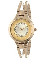 Anne Klein Womens AK/1440CHGB Everyday Classics Gold-Tone Open Bangle Watch