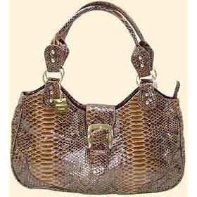 Designer Italian Brown Snake Skin Hobo Handbag (14.5