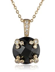 Disney Mickey Black Stone Yellow Plated Cubic Zirconia Pendant Necklace, 18"