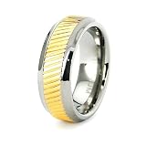 7mm Titanium Ring with Beveled Edge 18K Gold Plated Center (Sizes 6-8)