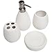 MyGift 4 Piece Textured Ceramic White Bathroom Accessory Set Includes Soap Dish, Dispenser, Toothbrush Holder and Tumbler, White
