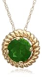 14k Yellow Gold 6mm Round Rope Design Chrome Diopside Pendant