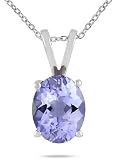 All-Natural Genuine 8x6 mm, Oval Tanzanite pendant set in Platinum