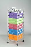 Organizer in 10 drawers with rainbow colors with Casters