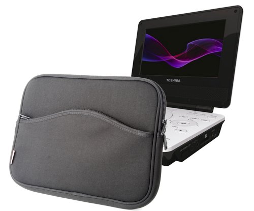 Black Hardwearing 10.2 Inch Portable DVD Player Case For Toshiba SDP74SWB, SDP94SKB, By DURAGADGET