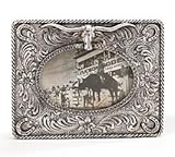 Western Picture Frame Silver with Steer Head Holds 4