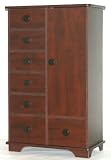 Berg Oslo Chifferobe with 7-Drawers and 1 Large Door in Brandy with Espresso Knobs