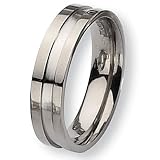 Polished Grooved Titanium Ring (6.0 mm) - Sizes 6-13
