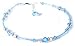 Jewelry : March Aquamarine Sterling Silver Anklets - Handmade Adjustable Beaded Birthstone Ankle Bracelets