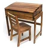 Lipper International Childs Slanted Top Desk and Chair, Acacia