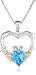 Amazon Collection Sterling Silver and 14k Yellow-Gold Blue Topaz Heart and Diamond Claddagh Pendant Necklace, 18