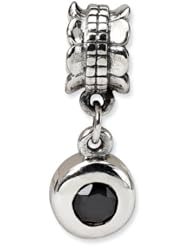 Sterling Silver Reflections Black CZ Round Dangle Bead