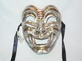 Silver Venetian Comedy and Tragedy Carnival Mask Set