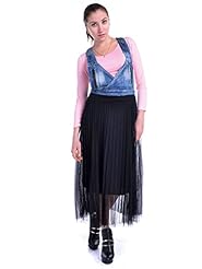 Denim Sheer Pleated  Dress