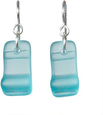 Sea Glass Earrings in Mason Jar Style - Aqua Blue
