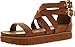 Women Leatherette Open Toe Strappy Flatform Flat Sandal CC58 - Tan Leatherette