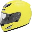AFX Solid Adult FX-95 Sports Bike Racing Motorcycle Helmet w/ Free B&F Heart Sticker Bundle - Hi-Vis Neon Yellow