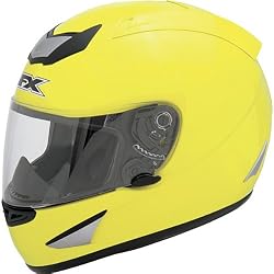 AFX Solid Adult FX-95 Sports Bike Racing Motorcycle Helmet w/ Free B&F Heart Sticker Bundle - Hi-Vis Neon Yellow