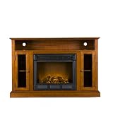SEI Denton Media Console with Electric Fireplace, Walnut