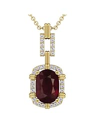 14K Yellow Gold Cushion Cut Ruby And Round Diamond Pendant