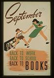 GIANT WPA Wall Sticker of: September - back to work - back to school - back to BOOKS