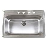 Buy 33 Inch Stainless Steel Top Mount Drop In Single Bowl Kitchen Sink - 18 Gauge by eModernDecor Inc.