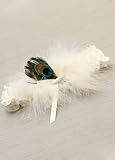 Davids Bridal Peacock and Marabou Feather Satin Garter Style DB202017