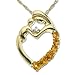 14k Yellow Gold Citrine and Diamond Mother Holding Child Pendant, 18"