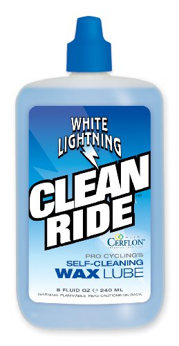White Lightning Clean Ride 8-Ounce Drip Squeeze Bottle, The Original Self-Cleaning Wax Bicycle Chain Lubricant