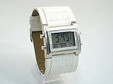Ladies White Multi Function Retro Watch by Reflex with Digital Display and Wide Cuff Strap (Retro 3L)