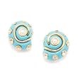 Kenneth Jay Lane Snail Shell Clip On Earrings Turquoise Resin with Crystal, Pearl and Gold