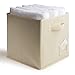 Stylish Label Holder & Two Handle Design Foldable Fabric Storage Cube Closet Organizer by Safari Foldables, 6 Pack Storage Bins, Cream Beige Color - Organizing Baskets For Books Clothes & Toys