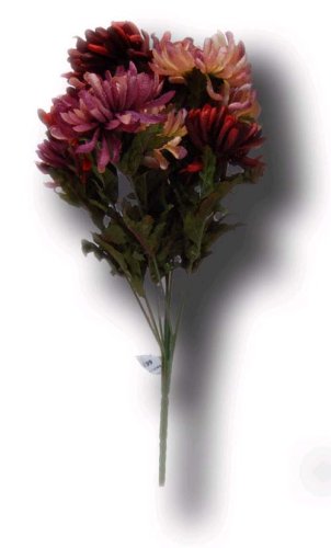 Silk Bouquet 9 Burgundy Pom Pom Flowers Crafts Decorations