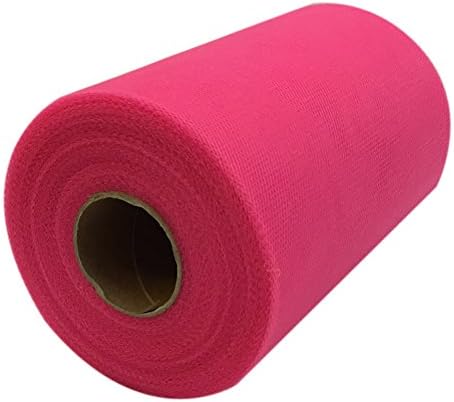 Teasun 6 Inch x 100 Yards Tulle Roll Spool Tutu Skirt Fabric Wedding Party Gift Bow Craft (pack of 5,hot pink)