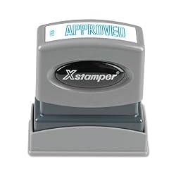 Xstamper One-Color Title Message Stamp, Approved, Pre-Inked/Re-Inkable, Blue (1008)