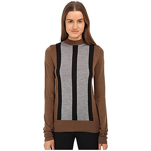 Vera Wang アウター ニット&セーター Merino Wool Mock Turtle Neck Vicuna/Bla [並行輸入品]
