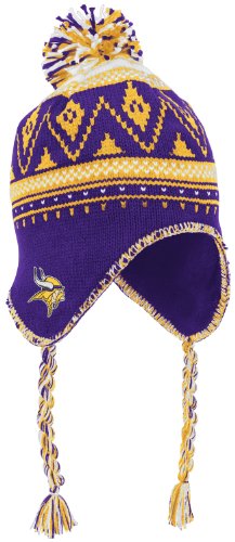 Reebok Minnesota Vikings Braided Knit Hat with Pom One Size Fits All
