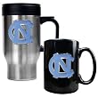North Carolina Tar Heels - UNC Stainless Steel Travel Mug & Ceramic Mug Set NCAA College Athletics