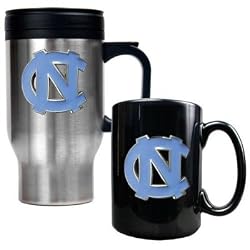 North Carolina Tar Heels - UNC Stainless Steel Travel Mug & Ceramic Mug Set NCAA College Athletics