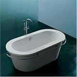 Soaking Tub 68 White Acrylic, Free Standing, Contemporary Design with Towel Bar (no faucet, holes) #W8001B