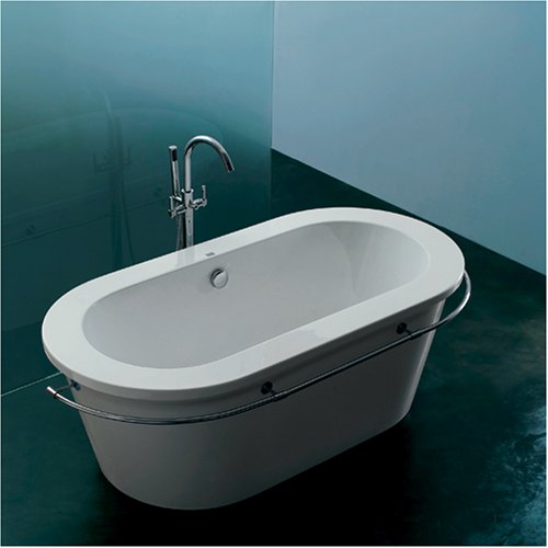 Buy Soaking Tub 68″ White Acrylic, Free Standing, Contemporary Design with Towel Bar (no faucet, holes) #W8801B