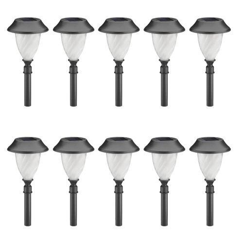 Malibu 10-Pack Solar Plastic Walk Light with White LED, Black LZ702W10