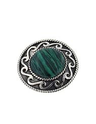Malachite Sterling Silver Cloak or Kilt Pin Brooch