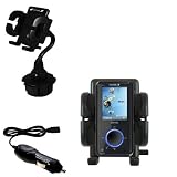 Sandisk Sansa E250 Auto Cup Holder with Car Charger - Uses Gomadic TipExchange