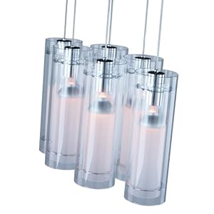 ET2 Frost E22002-10 Mini Cylinder (15H x 12W) Pool Table 6 Light 300 watt Pendant in... by ET2 Lighting