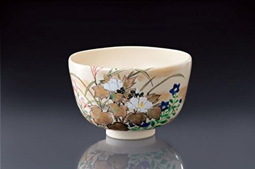 Kyo-yaki Matcha Tea Bowl "Akikusa (Autumn Flowers)"