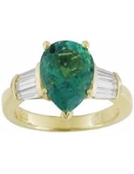18K Yellow Gold Emerald and Diamond Ring -- LIFETIME WARRANTY