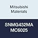 Mitsubishi Materials SNMG432MA MC6025 Coated Carbide SN Type Negative Turning Insert with Hole, MA Breaker, Square, Grade MC6025, 0.5" IC, 0.187" Thick, 0.031" Corner Radius (Pack of 10)