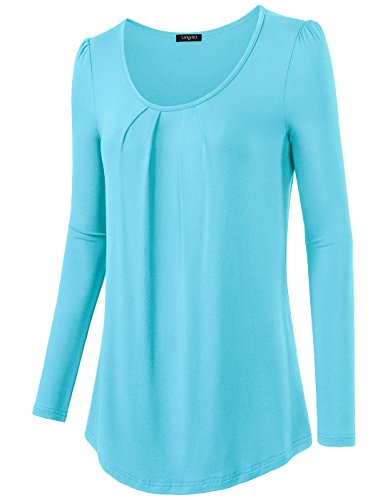 Laksmi Women's Ruched Casual T Shirt Top, Long Sleeve Scoop Neck